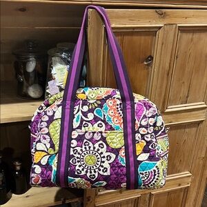 Vera Bradley Travel Tote in Retired Plum Crazy Pattern